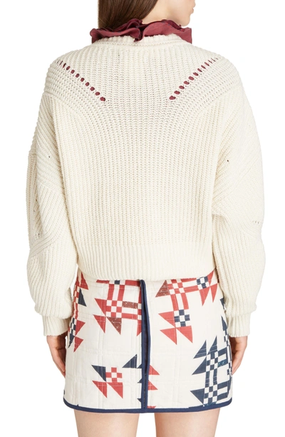 Shop Isabel Marant Laley Cotton & Wool Blend Sweater In Ecru