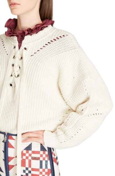 Shop Isabel Marant Laley Cotton & Wool Blend Sweater In Ecru