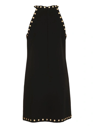 Shop Moschino Studded Crepe Dress In Black