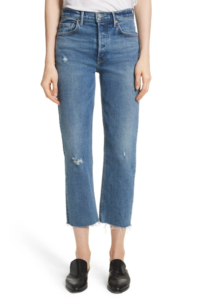 Shop Grlfrnd Helena Distressed Rigid High Waist Straight Jeans In Sixpence