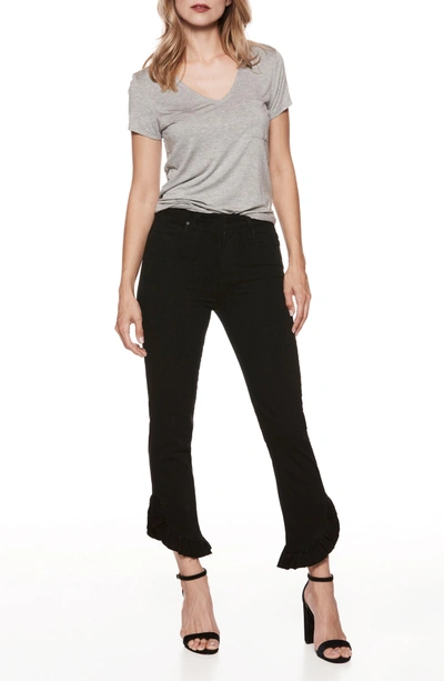 Shop Paige Transcend - Hoxton High Waist Ankle Straight Leg Jeans In Black Shadow