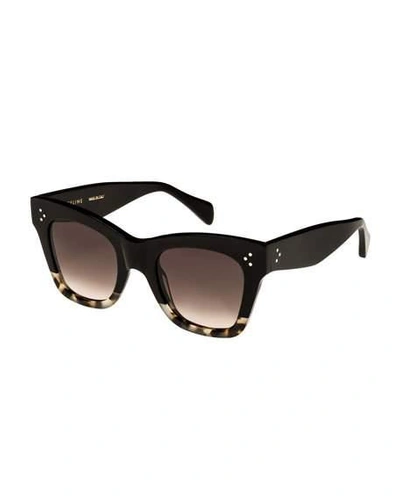 Shop Celine Two-tone Gradient Cat-eye Sunglasses, Black