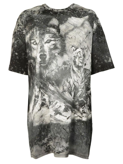Shop Balmain Wolf And Storm T-shirt In Nero/grigio