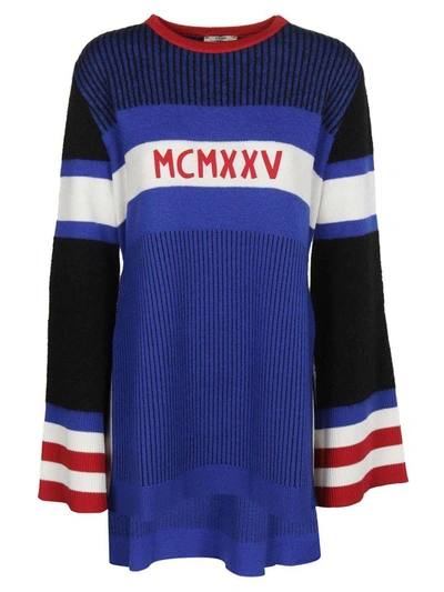 Shop Fendi High Low Sweater In Blu
