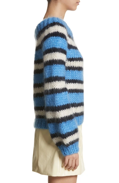Shop Ganni Juilliard Stripe Mohair & Wool Sweater In Block Colour