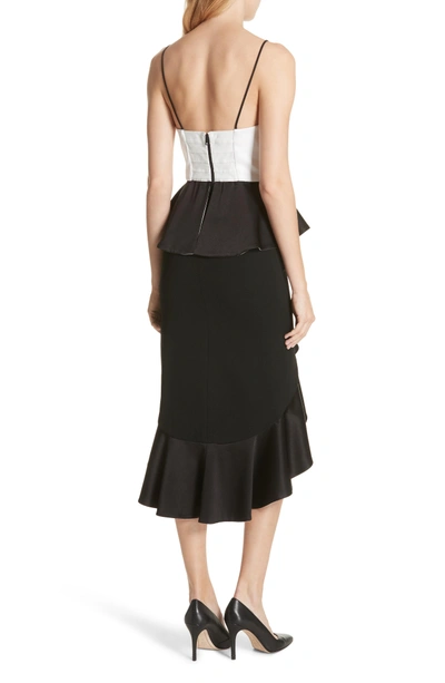 Shop Alice And Olivia Oriana Ruffled High/low Dress In Black/ Off White