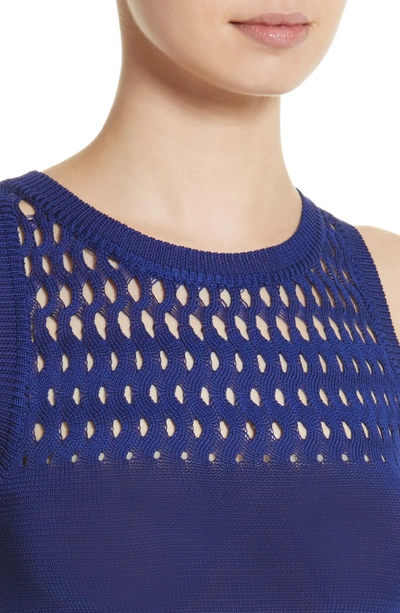 Shop Missoni Cutout Knit Cotton Tank In Blue