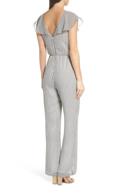 Shop Ali & Jay Cherry On Top Stripe Ruffle Jumpsuit In Black/ White Stripe