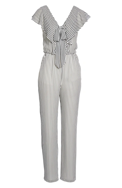 Shop Ali & Jay Cherry On Top Stripe Ruffle Jumpsuit In Black/ White Stripe