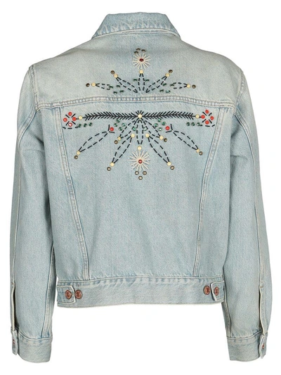 Shop Isabel Marant Étoile Embroidered Denim Jacket In Blue