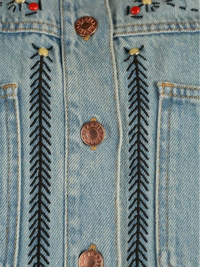 Shop Isabel Marant Étoile Embroidered Denim Jacket In Blue