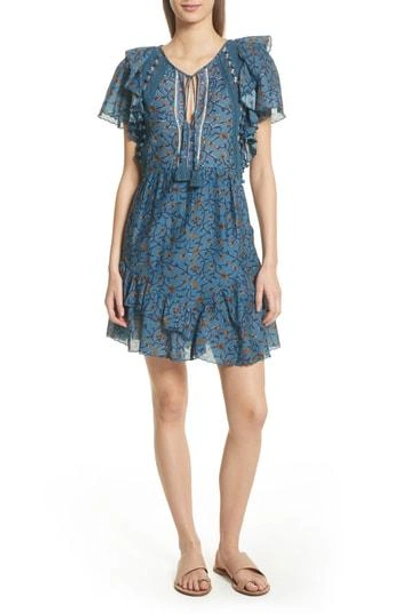 Shop Sea Kaylee Crochet Pompom Dress In Steel Blue