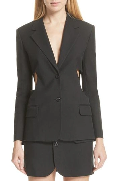 Shop Helmut Lang Cutout Waist Blazer In Black