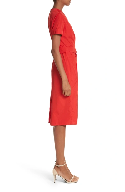 Shop Max Mara Dalmine Cotton Wrap Dress In Red