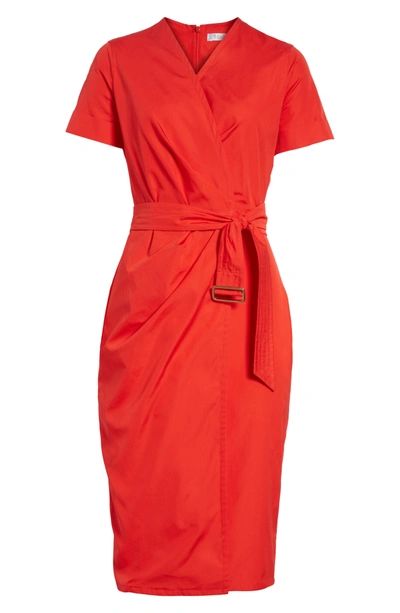 Shop Max Mara Dalmine Cotton Wrap Dress In Red