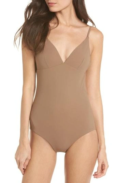 Shop Tory Burch Marina One-piece Swimsuit In Cocoa