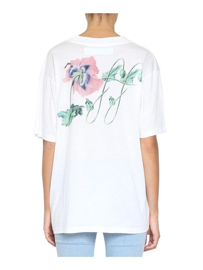 Shop Off-white Poppy Oversized Cotton T-shirt In Bianco