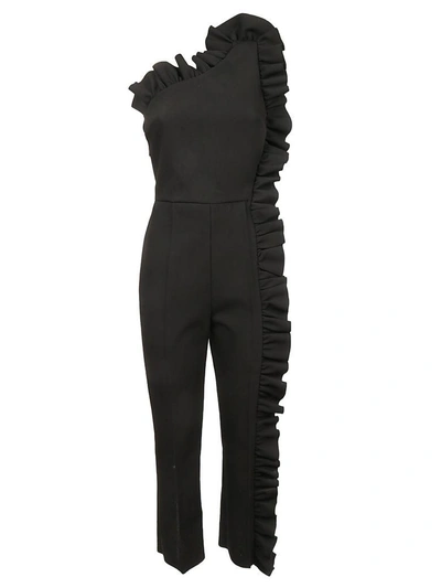 Shop Msgm Ruffled Jumpsuit In Nero