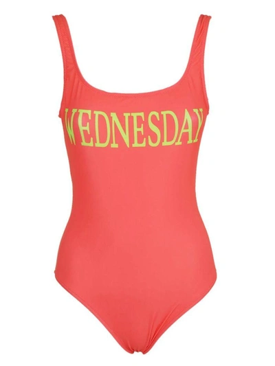 Shop Alberta Ferretti Wednesday Swimsuit In Red