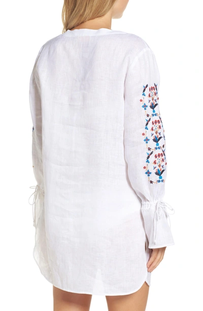 Shop Tory Burch Wildflower Embroidered Cover-up Tunic In New Ivory