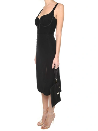 Shop Versace Sweetheart-neck Crepe Dress In Black