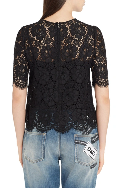 Shop Dolce & Gabbana Heart Patch Lace Top In Black