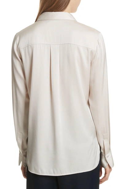 Shop Vince Fitted Stretch Silk Blouse In Sandstone