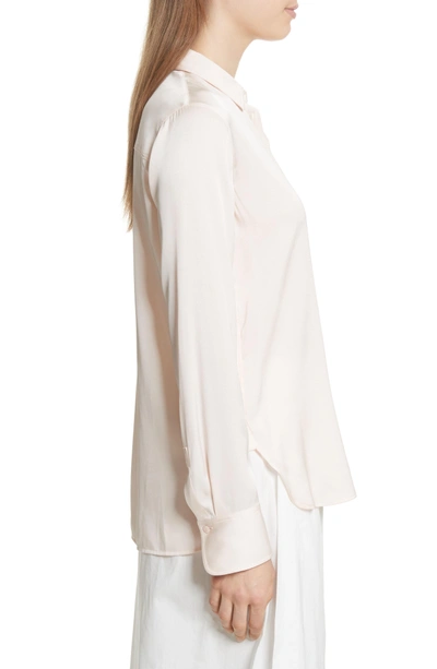 Shop Vince Fitted Stretch Silk Blouse In Rosewater
