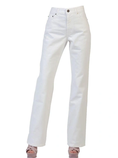 Shop Saint Laurent Cropped Flared Jeans In White