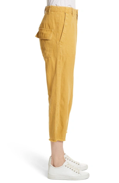 Shop Nili Lotan Luna Cotton & Linen Twill Crop Pants In Mustard