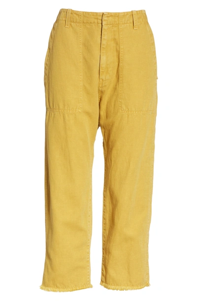 Shop Nili Lotan Luna Cotton & Linen Twill Crop Pants In Mustard
