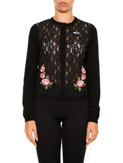 Shop Red Valentino Lace Cardigan In Nero|nero