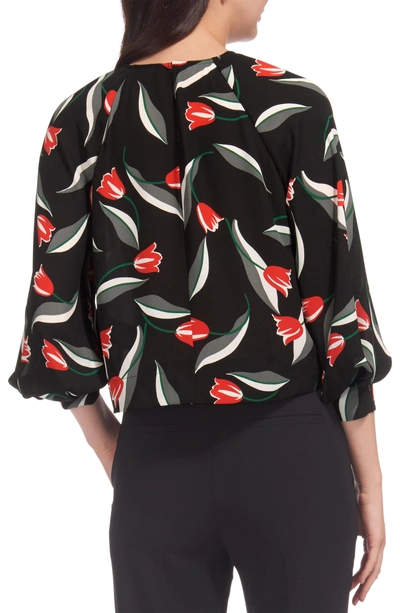 Shop Whistles Tulip Print Puff Sleeve Top In Multicolor