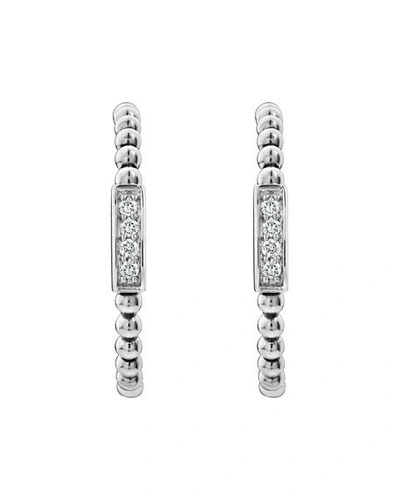 Shop Lagos Caviar Spark Diamond Hoop Earrings In Silver