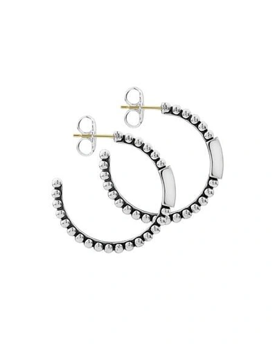 Shop Lagos Caviar Spark Diamond Hoop Earrings In Silver