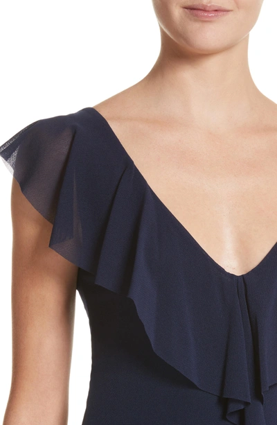 Shop Fuzzi Ruffle V-neck Body-con Dress In Zaffiro