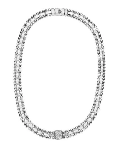 Shop Lagos Caviar Spark Diamond Collar Necklace In Silver