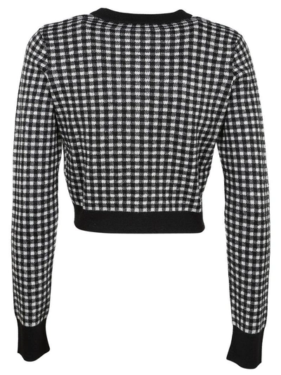 Shop Love Moschino Cropped Gingham Cardigan In Multicolor
