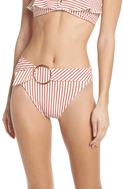Shop For Love & Lemons Havana Ring Bikini Bottoms In Red Stripe