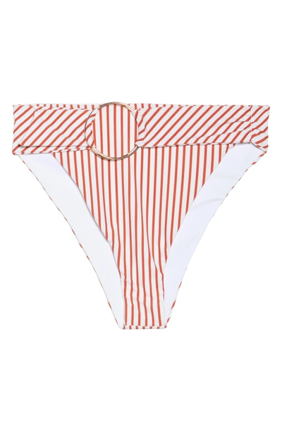 Shop For Love & Lemons Havana Ring Bikini Bottoms In Red Stripe