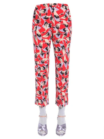 Shop N°21 Crepe De Chine Pajama Trousers In Rosso