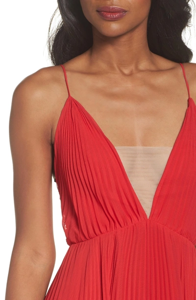Shop Jill Jill Stuart Pleated Empire Waist Gown In Poppy Red/ Nude