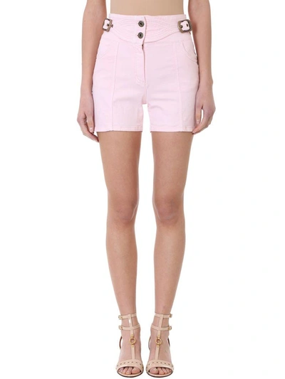 Shop Chloé Pink Denim Cotton Shorts In Rose-pink