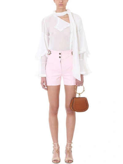 Shop Chloé Pink Denim Cotton Shorts In Rose-pink