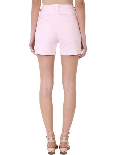 Shop Chloé Pink Denim Cotton Shorts In Rose-pink