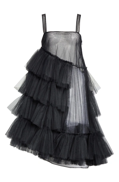 Shop Simone Rocha Turbo Tiered Tulle Dress In Black