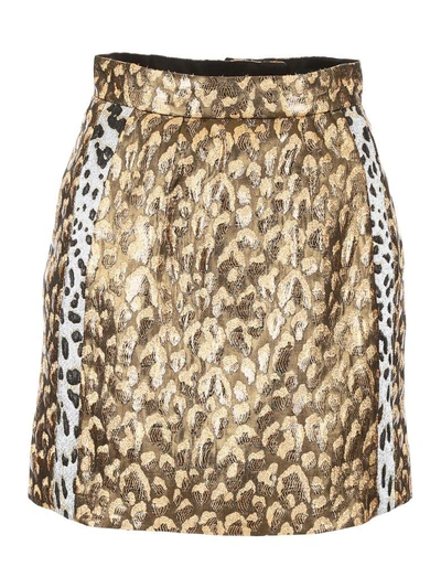 Shop Dolce & Gabbana Lurex Jacquard Skirt In Jacquardoro