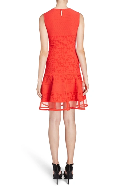Shop Alexander Mcqueen Knit Patchwork Dress In Lust Red