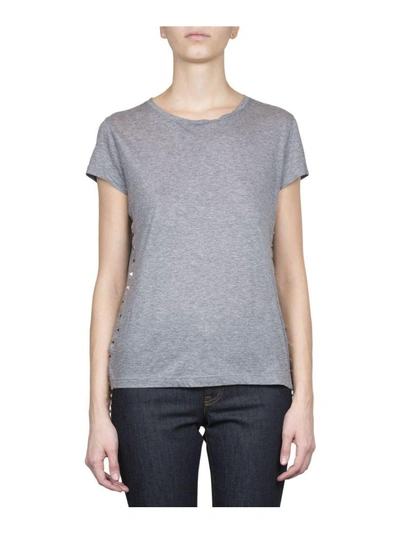 Shop Valentino Rockstud Cotton T-shirt In Grigio