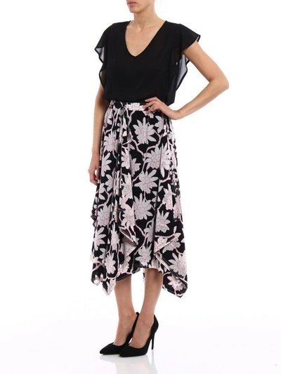Shop Valentino Floral Skirt In 0no Nero